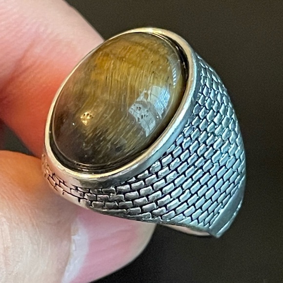 Oval tiger eye stone S925 silver ring size 9.5 - Picture 7 of 9